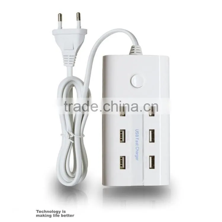 6 Port USB Desktop Rapid Charger. Multiport USB Travel Charger, Multi USB 6 Port Charger Desktop Rapid