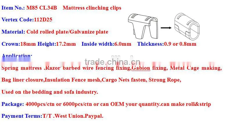 M85 Pocket spring Mattrss Fastener Nails