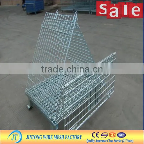 heavy duty rigid collapsable wire mesh container/storage cage