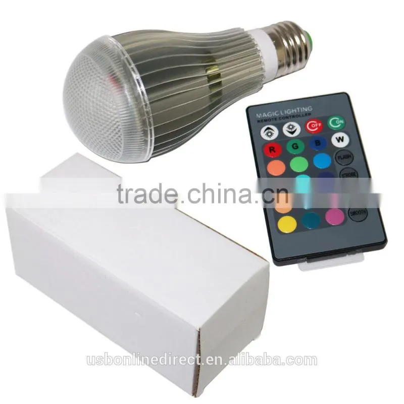 Durable 9W E27 led light color RGB magic led light bulb With Wireless Remote