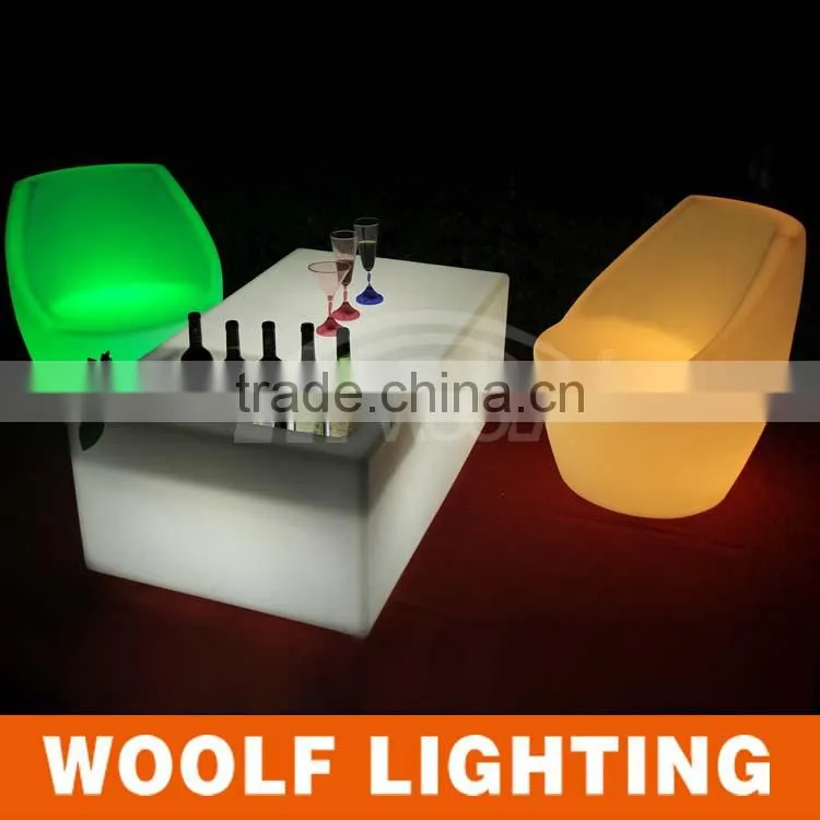 2014 hot waterproof plastic led rectangle table with cooler