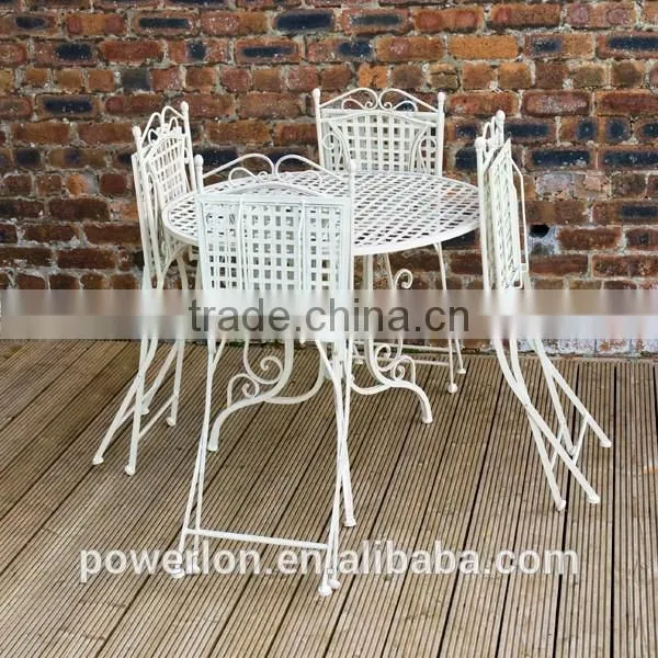 Ornate Wrought Iron 4 Folding Chair 90cm Circular Patio Set