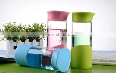 2016 Promotional fancy water glass bottle 10 gallon 500ml double wall glass water bottle