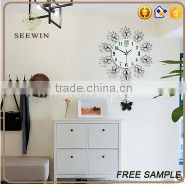 maple design crystal mute hanging wall clock