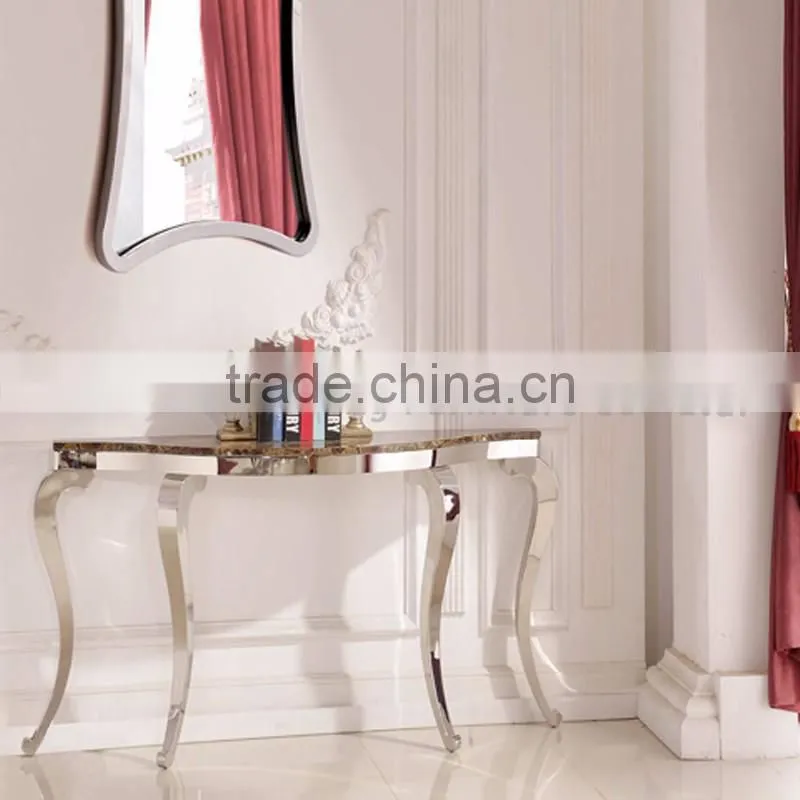 modern silver color stainless steel console table