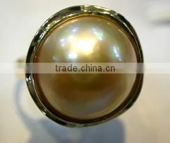 Bowknot Latest Gold Ring Designs Pearl Ring Tahitian Pearl Ring