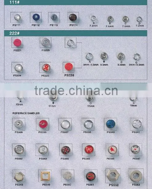 KMJ-2110 fashionable style metal prong snap buttons for clothes