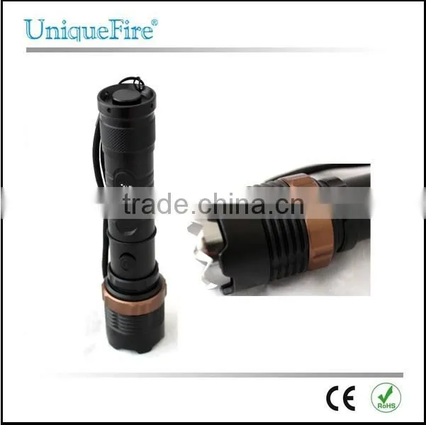 uniquefire rechargeable adjustable focus flat 3.7v 300 lumen led torch