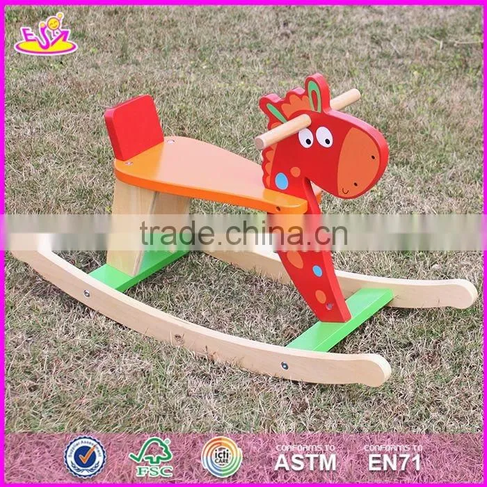 2017 New design funny rocking horse toddlers wooden ride on toys W16D109-S