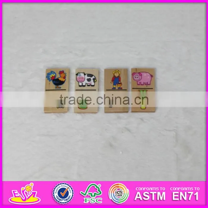 2016 top fashion educational kids wooden domino set for sale W15A073