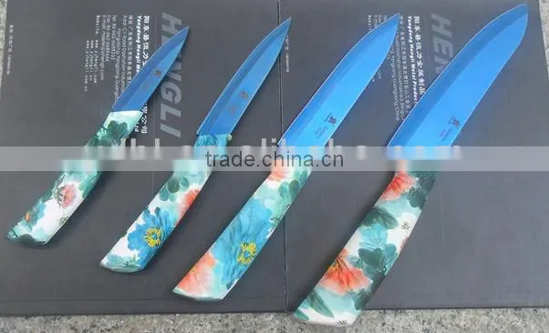 titanium blade and pattern handle ceramic knife set