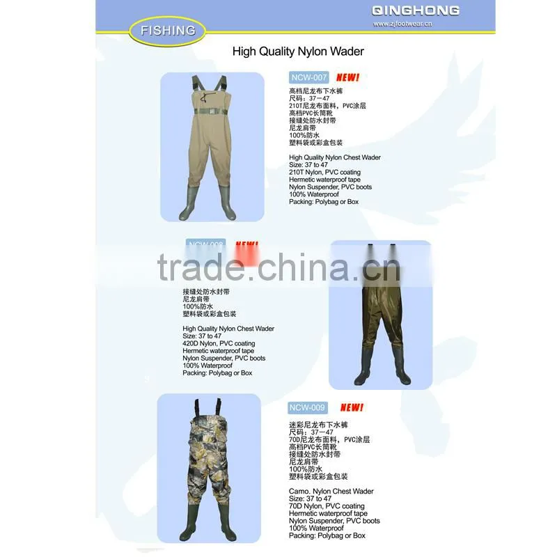 100% waterproof chest fishing PVC wader