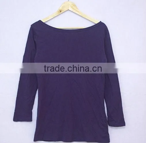 2012new fashion 100%cotton o-neck long sleeve women t shirt