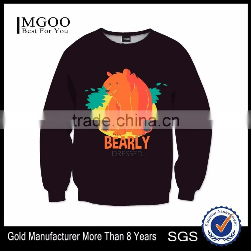 2016 MGOO High Quality 3D Animation Printed Sweatshirt 100% Polyester Crew Neck Custom Design Pullover Sweatshirts For Men
