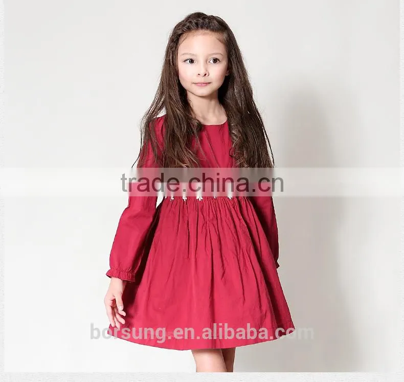 Children Cotton Frocks Designs Long Sleeve Flower Kids Girls Embroidered Puffy Smocked Party Dress
