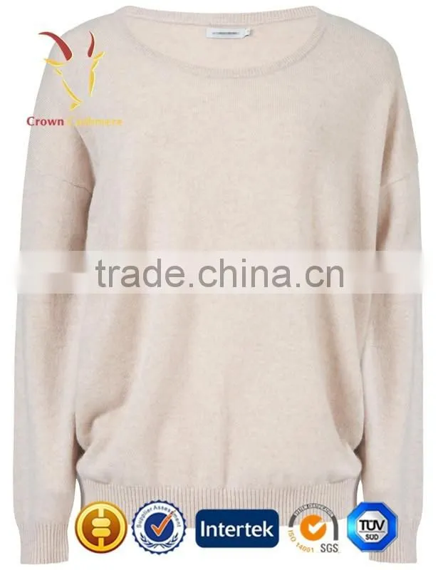 Women Round Neck Winter Loose Soild Color Pullover Sweater