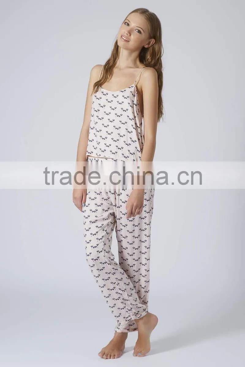 Heart print sleeveless girl in pajamas photo