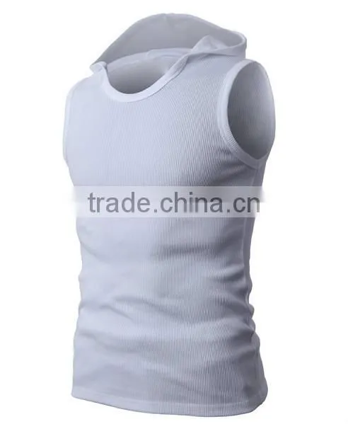 OEM new design cotton plain mens gilet with hood