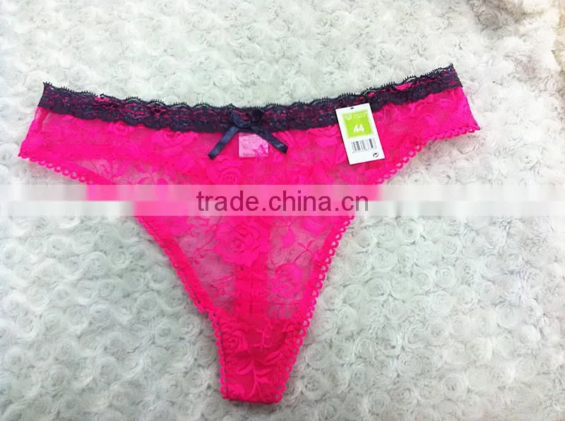 China factory wholesale women stylish embroidery sexy transparent thongs panty