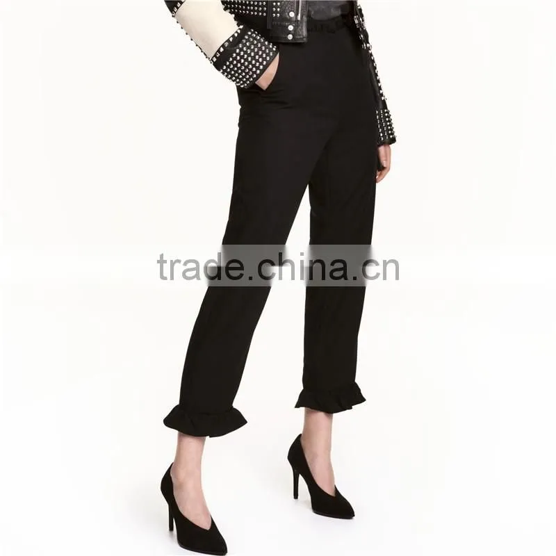 Summer ankle-length frill trousers woven women slacks