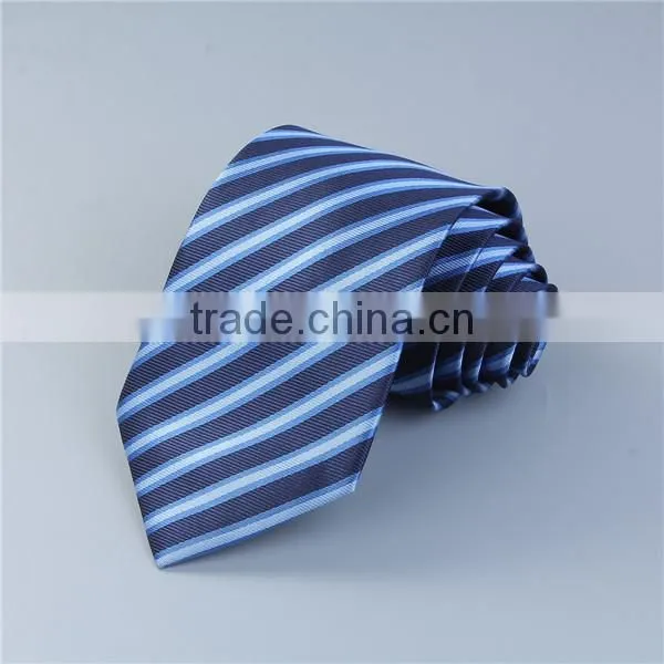 Polyester Necktie Black Blue Stripe Chinese Necktie