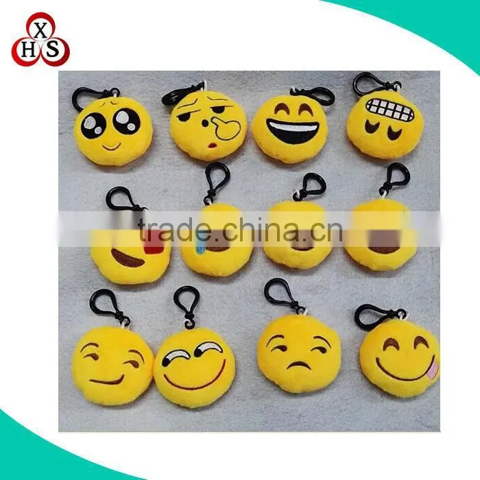 2016 wholesale funny plush stuffed emoji keychain