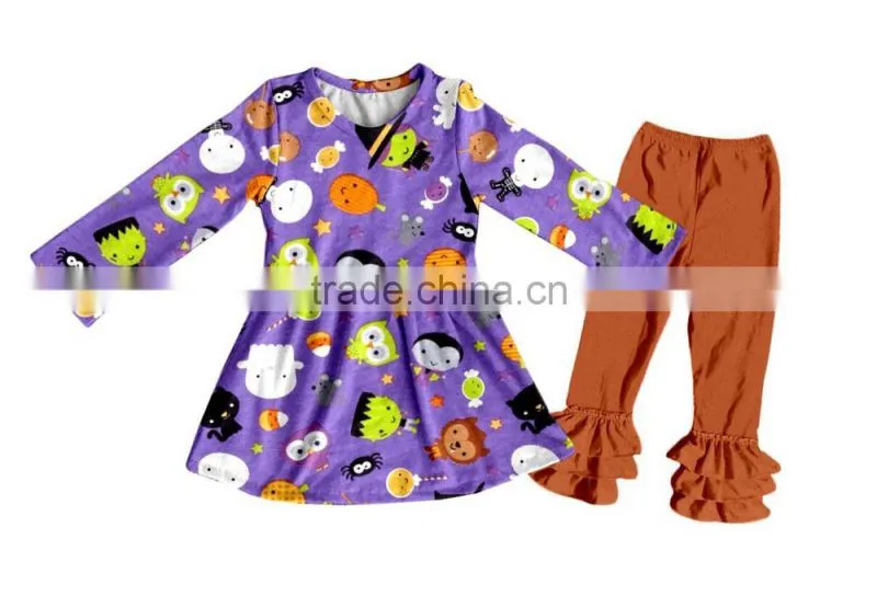 Children's cotton clothes halloween outfit wholesale remake polka dot clothes suit sets fall children clothing