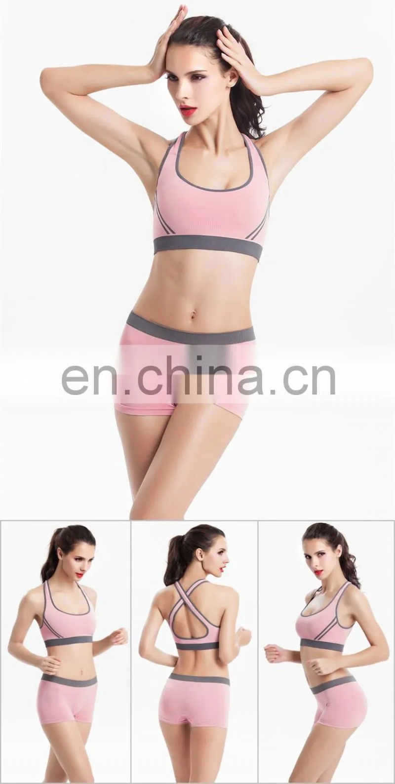 Top quality Wholesale Seamless Hot Sexy Custom Women Sports Bra+Brief