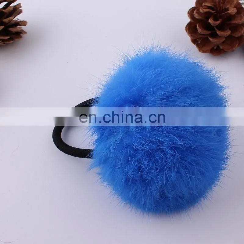 Factory supply hand made girl women fashion rabbit fur pompon hairband