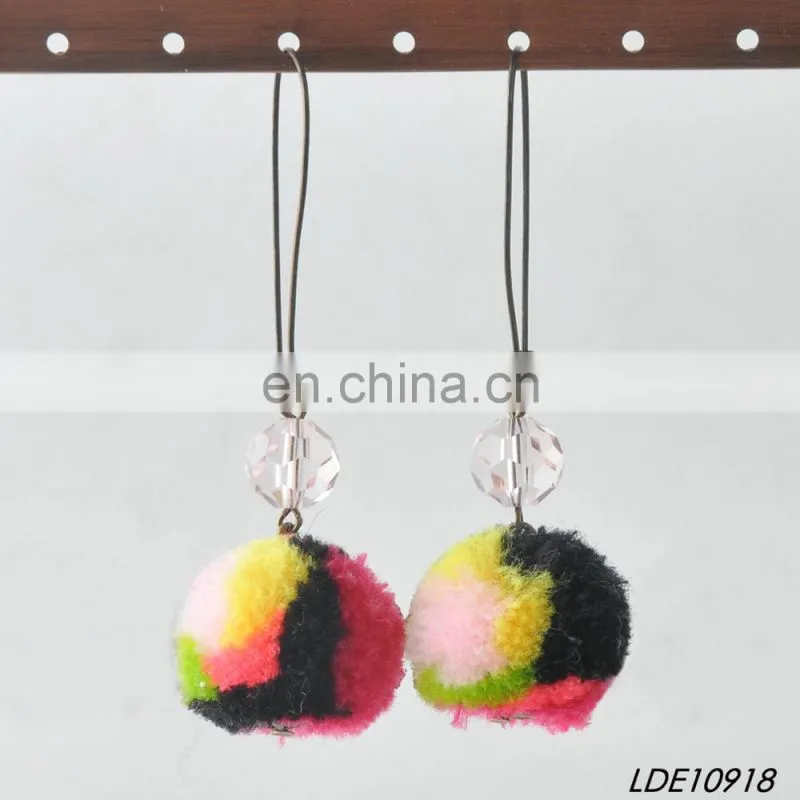 fashion colorful fluffy earrings pom pom earrings