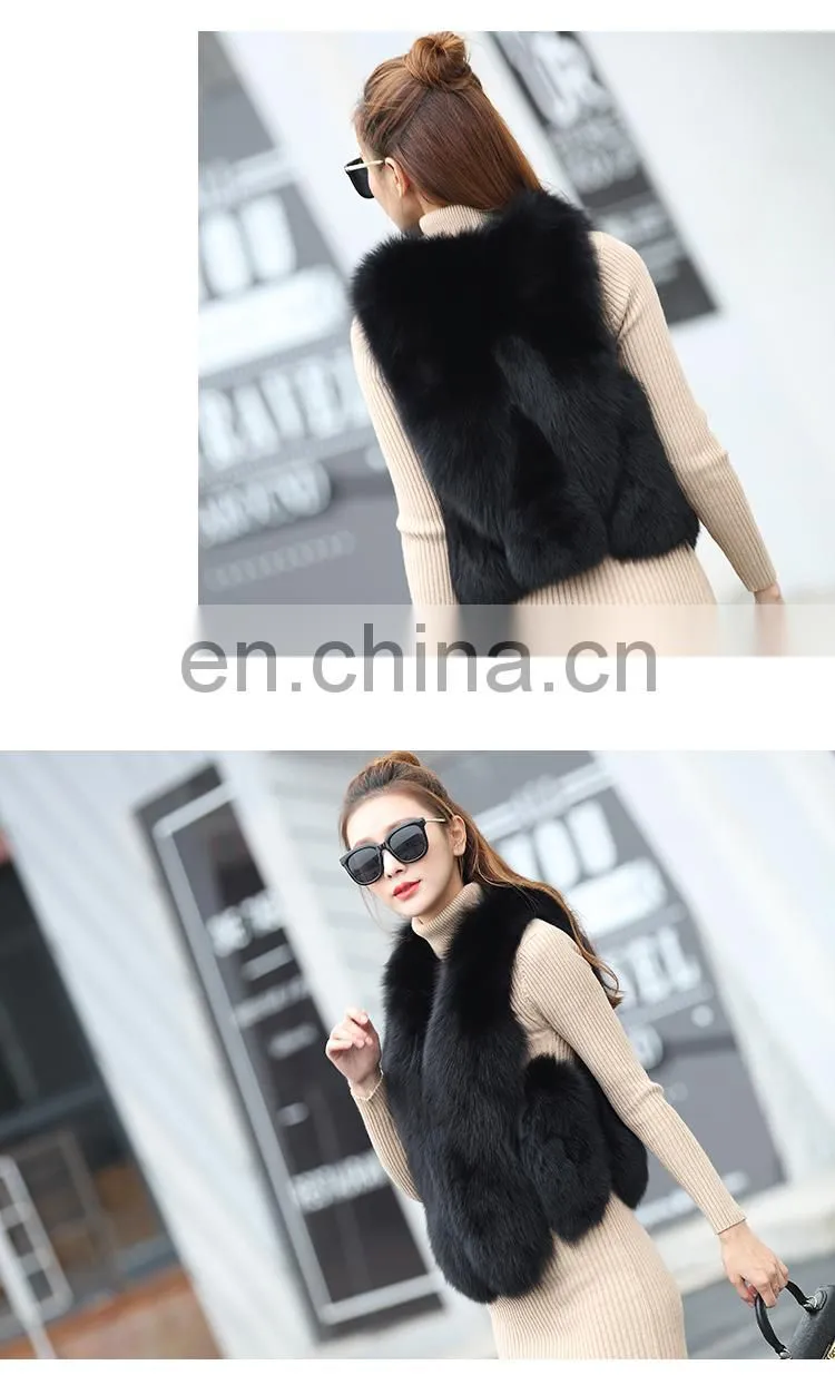 2016 New Genuine Real Fox Fur Vest Women's Fox Fur Coat Natural Fur Fox Vest