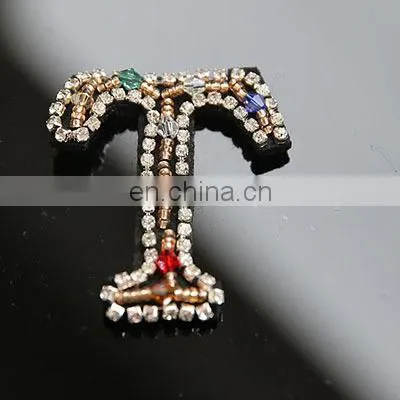 2018 Handmade English Letters alphabet Rhinestones beads patches applique sew on beading applique clothes