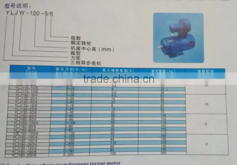 YLJ high torque low rpm ac electric motors
