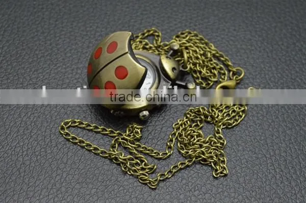 Kids mini pocket watch ultra light mental chain pocket watches colorful pattern