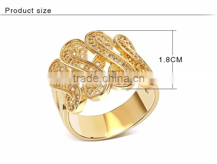 Luxury Design Jewelry Quality Zircon Crystal Pave Setting 8 Shape Party Ring
