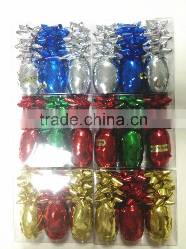Chrstimas decoration ribbon bow / Curly Bow / Wrapping Ribbon / Gift Tag box set with stickers
