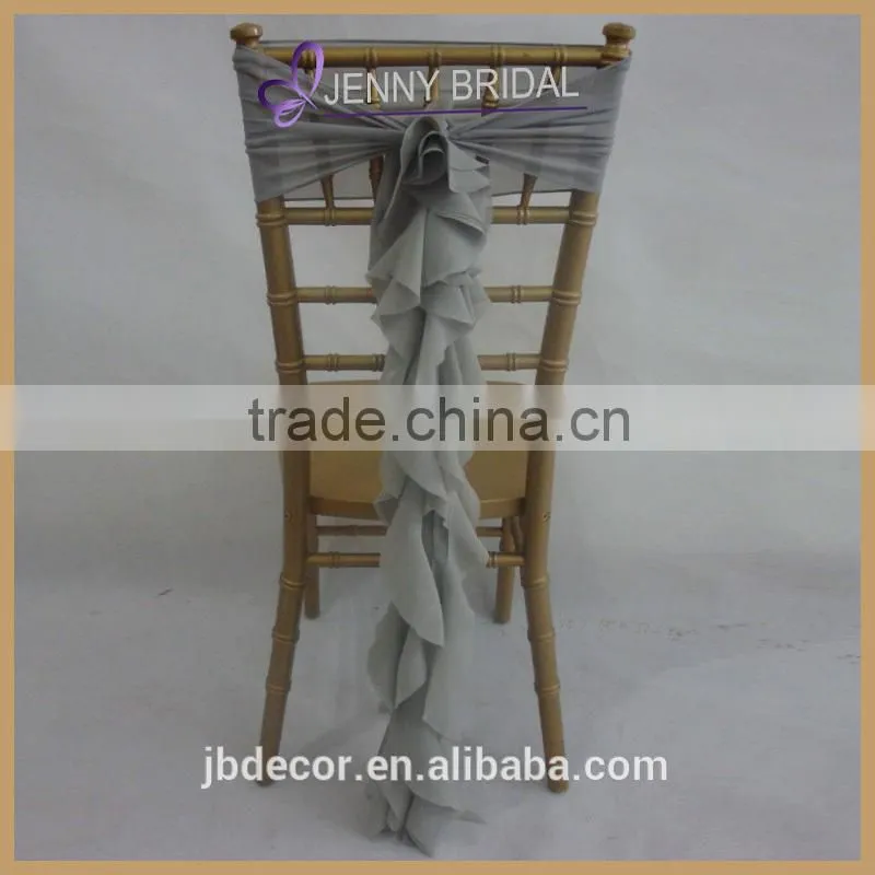 C202B decoration wedding cheap grey chiffon chair sash