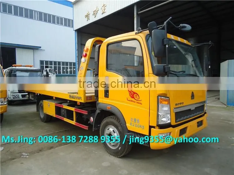 2016 Hot Selling HOWO 4x2 mini under lift wrecker truck, 3 ton flatbed wrecker truck towing truck with low price
