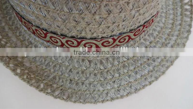 custom classic small brim fibre fadora hat with ribbon