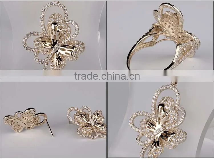 2015 fashion jewelry set design gold silver plated necklaces and earrings ring silver jewelry set