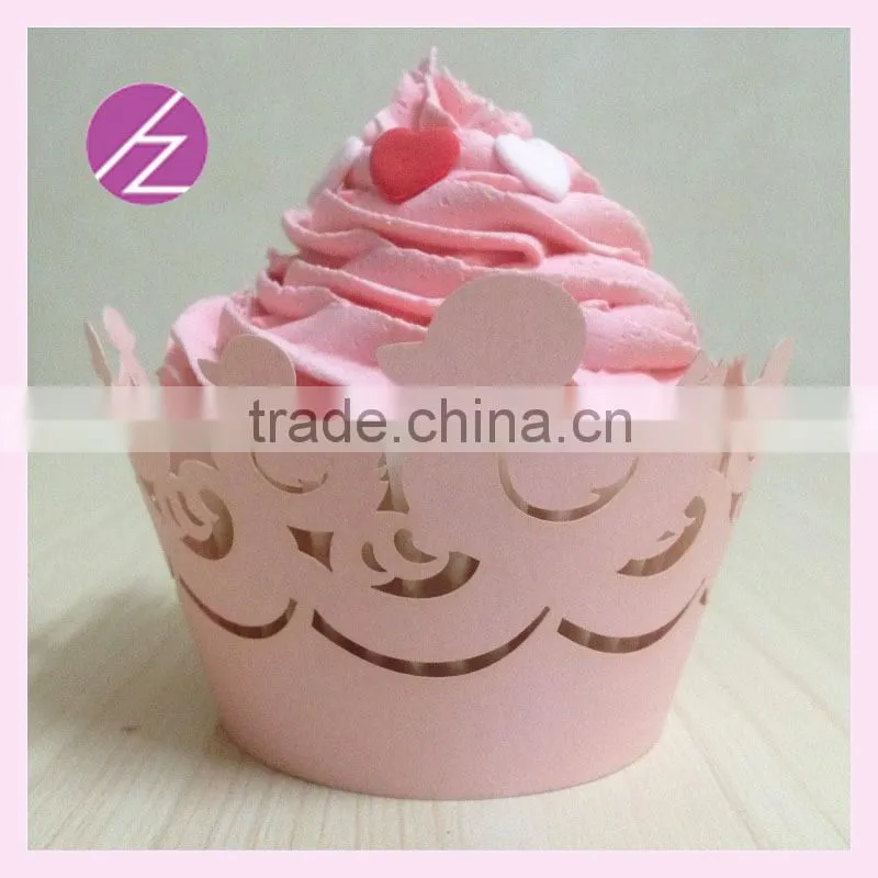 Wholesale laser cutting baby shower baby born favor customized wedding paper cupcake wrappers DG-87