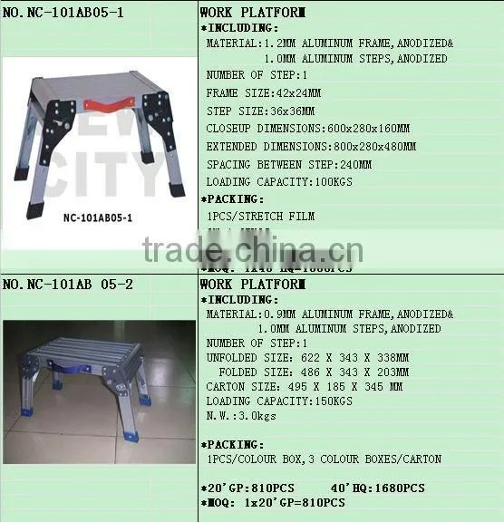 American supermarkets Hot sale Adjustable Aluminium Platform Ladder