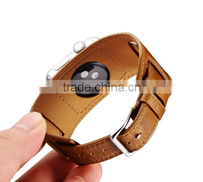 ICARER Double bukle Genuine Leather Watch Band For 38mm Apple Watch Bracelet with 3 Wear Method with watchband connector MT-4831