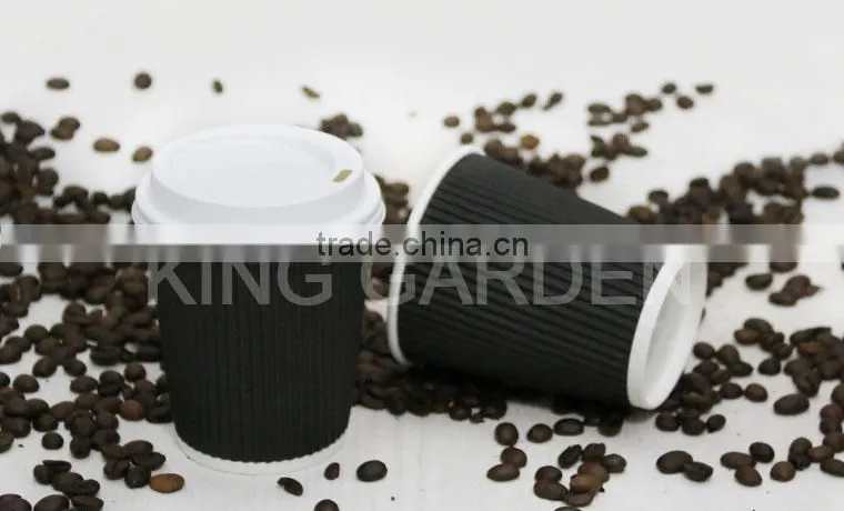 Coffee Take away Disposable Ripple Wall Paper Cup with lids
