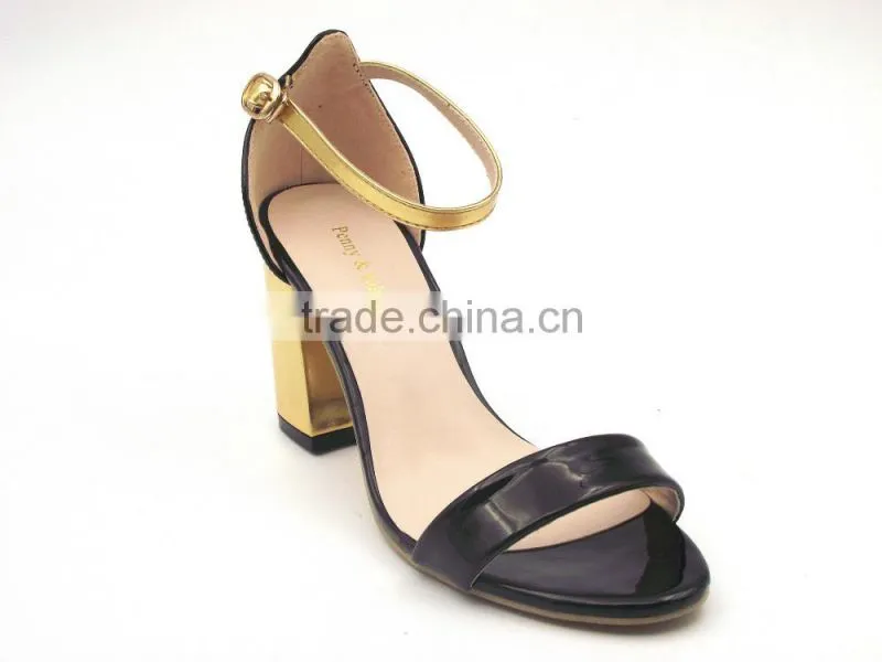 new thick middle heel shining women summer shoes