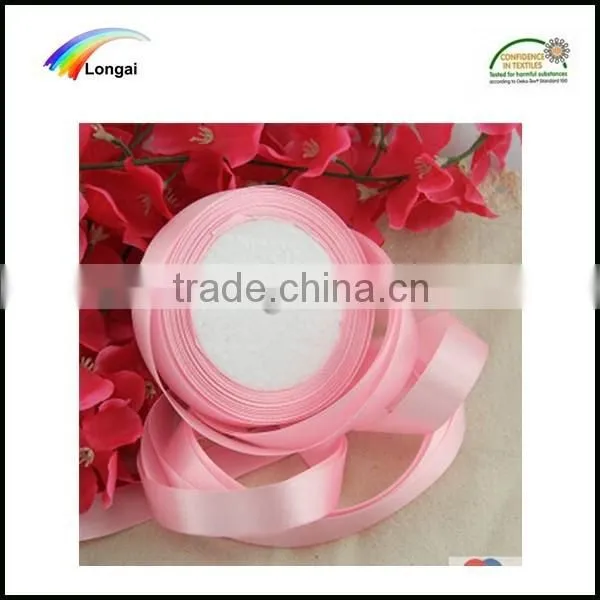 wholesale top quality polyester pink packaging satin ribbon