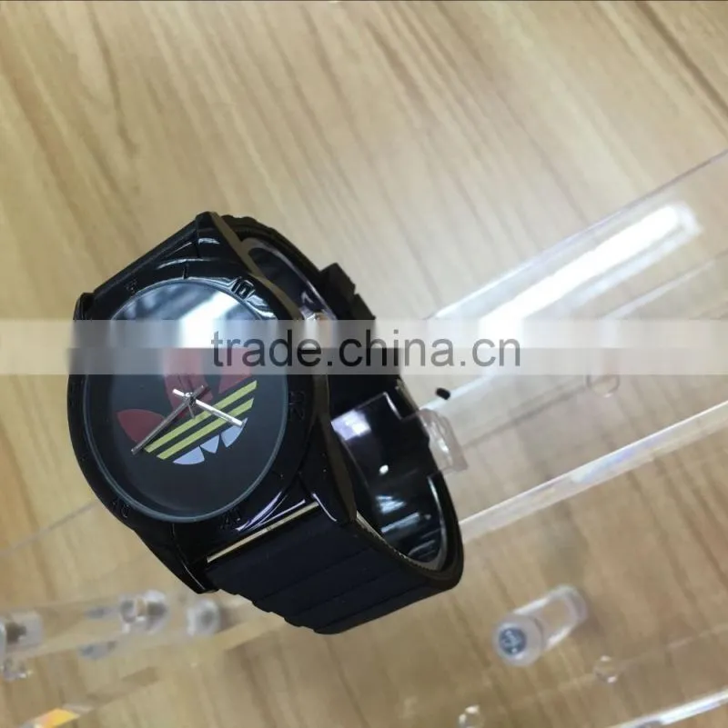 Hot-selling leave dial black alloy case leather band quartz watch