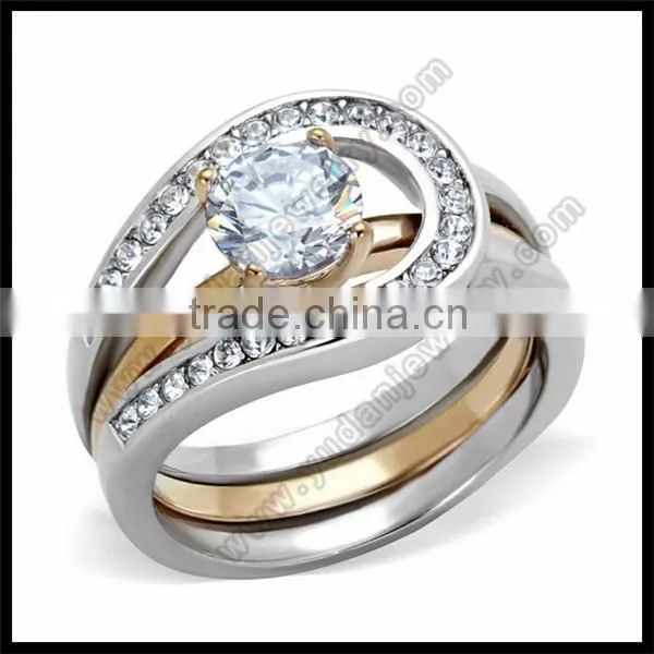 IP Plated Stainless Steel Ring Heart CZ Rose Gold ring for girl