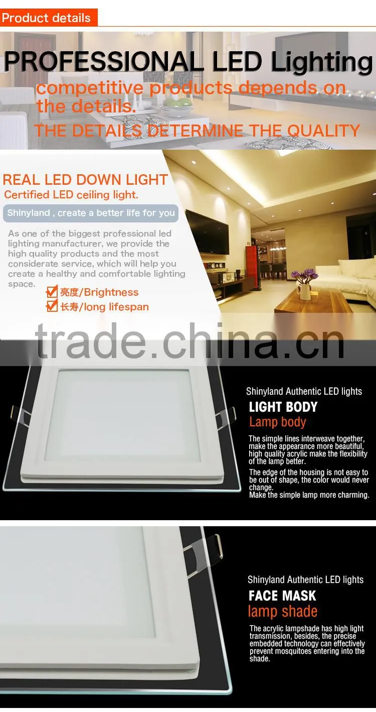 Brand new square glass panel light with high quality