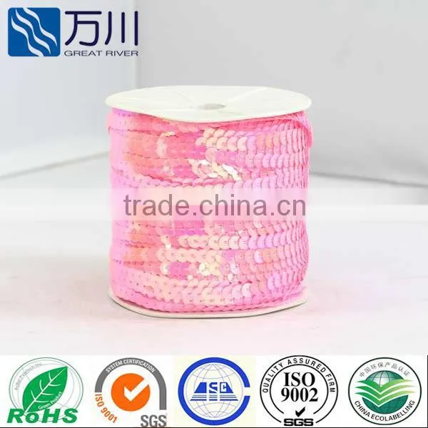 Golden AB color round sequin paillette string,2014 best seller glitter sequin trimming wholesale